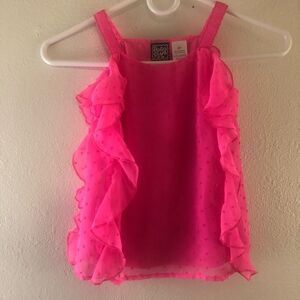 Pogo Club hot Pink Sleeveless ruffle top 4T